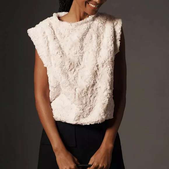 Anthropologie Maeve Faux Fur Muscle Tank - Picture 1 of 4